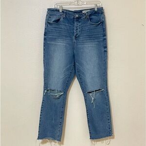 Blank NYC The Madison High Rise Crop Distressed Straight Leg Jeans Size 32